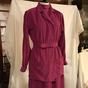 Doncaster vintage 3 piece suede sport outfit, size 4, magenta